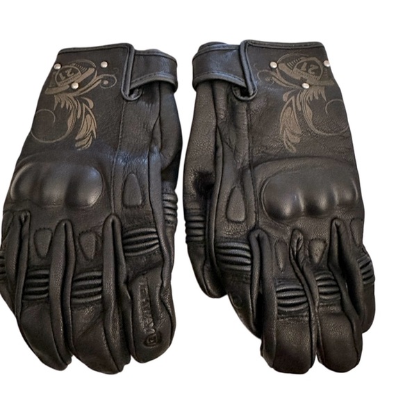 NWT Highway 21 Black Ivy Women's Motorcycle Gloves Goat Skin Leather - Picture 1 of 5
